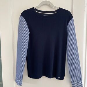 Women’s Navy and Blue Striped Nautica Sweater M